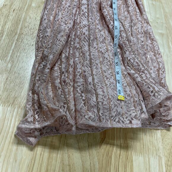 Mac Duggal NWT Sequined Sleeveless Plunge Neck Flowy Gown Rose Gold Size 16 - Picture 8 of 14